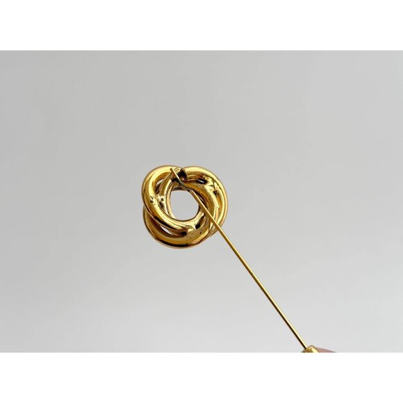Triple Circle Entwined Gold Toned Vintage Stick Pin | Hat Pin | Lapel Pin - Picture 3 of 10